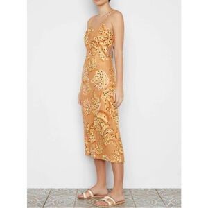 Farm Rio Caramel Raining Bananas Linen Midi Halter Dress size small